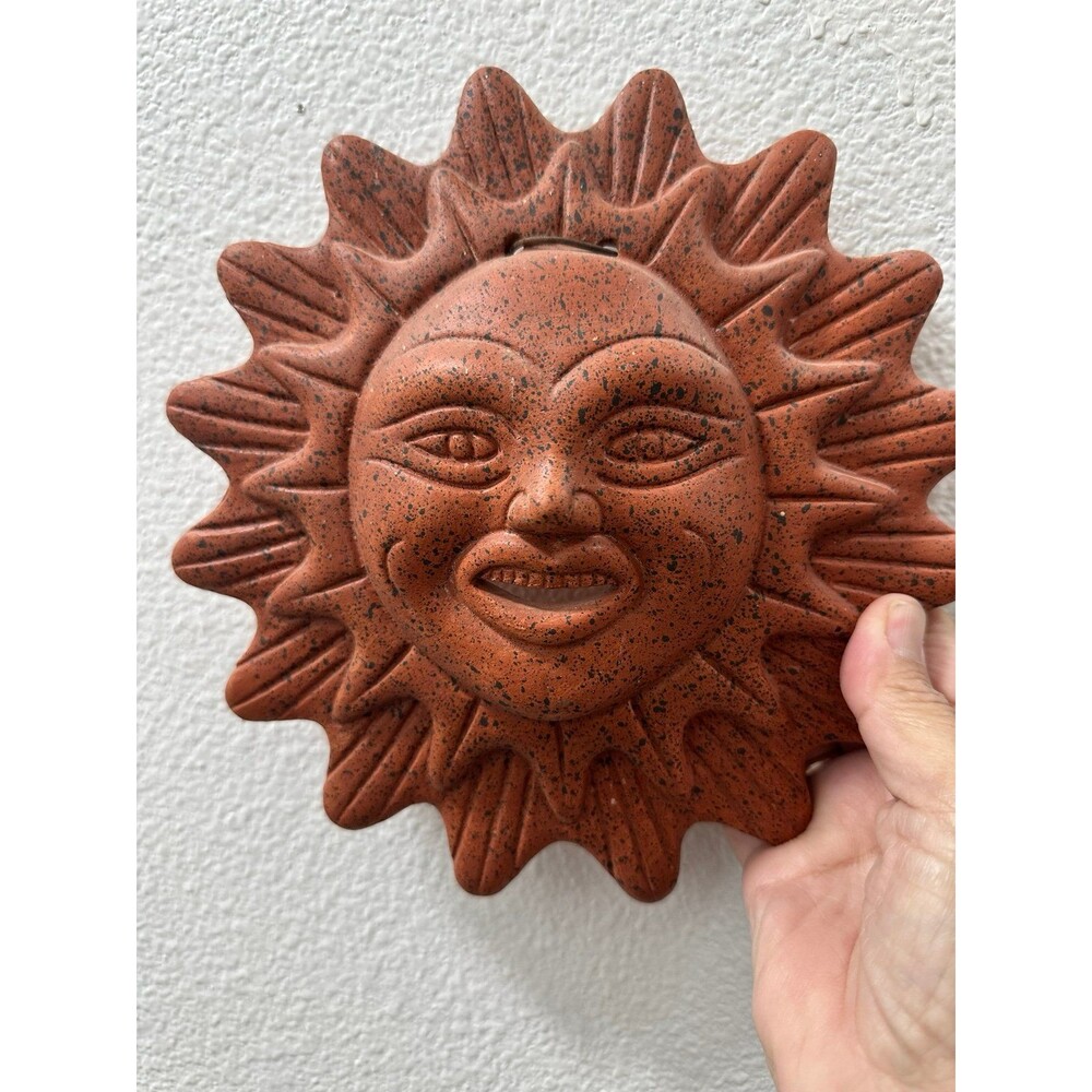 Celestial 3D Anthropomorphic 7.5” Sun Face Wall Hanging Southwest Design